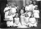 May Queen, Dorothy E. Hearn and Captain, John Peck and their attendants at Burngreave Congregational Church