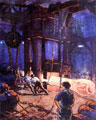 Painting of Forging using a hydraulic press by Leonard P. Dowd Painting of Forging using a hydraulic press by Leonard P. Dowd