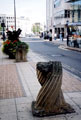 High Street looking towards Castle Square, sculpture, Wheatsheaves by Peter Yarwood