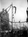 Town Hall looking towards Pinstone Street, decorated for Queen Victoria's visit