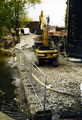 Construction of the Cobweb Bridge under Victoria Station Viaduct to provide a crucial link between the City Centre and Sussex Street for the Five Weirs Walk showing the Sussex Street end