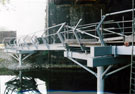 Construction of the Cobweb Bridge under Victoria Station Viaduct to provide a crucial link between the City Centre and Sussex Street for the Five Weirs Walk showing the Sussex Street end