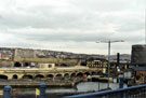 View from Supertram walkway of the Canal Basin and Sheaf Works before restoration
