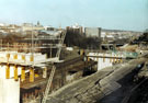 Supertram construction, Granville Street looking towards Granvill Road Railway Bridge showing  Sheaf  House (centre)