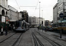 View: t02806 Test run of Supertram No. 13 on High Street travelling towards Castle Square Supertram stop