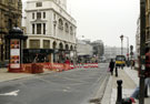 View: t02814 Erection of an advertising column and alterations to the junction of York Street and High Street showing Bradford and Bingley Building Society formerly Kemsley House, Telegraph and Star Offices (left)
