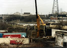Construction of Supertram Bridge over Worksop Road with the Railway Bridge and South Yorkshire Navigation Aqueduct in the background