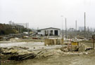 Construction of Nunnery Supertram Depot, off Woodbourn Road with Hyde Park Flats in the background