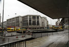 Start of demolition of The Hole in the Road, Castle Square roundabout looking towards House of Fraser, High Street, c. 1994