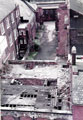 Elevated view from Cole Brothers multi-storey car park looking towards Backfields showing No 28, formerly Brook Bros. Ltd., electro platers, Albert Works with the former Bethel Chapel (left)