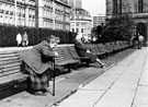 Taking a rest in the Peace Gardens, Pinstone Street