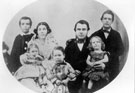 John Wright, timber merchant and wood turner with wife Hannah, sons David and John (back), daughters, Mary and Hannah and son Edward standing at the front