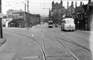 Nos. 41, 39, 37 etc. (right), Sheaf Street and the junction with Commercial Street showing entrance to Sheaf Market often called The Rag and Tag Market (left) and fire damaged Corn Exchange in the background (right) Nos. 41, 39, 37 etc. (right), Sheaf Street and the junction with Commercial Street showing entrance to Sheaf Market often called The Rag and Tag Market (left) and fire damaged Corn Exchange in the background (right)