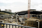 View: t03211 Construction of Ponds Forge Sports Centre, Sheaf Street with Claywood Flats in the background