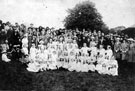 View: t03342 Confirmation class, St. Peter's C. of E. Church, Abbeydale, Machon Bank. Margaret Jefferson is 3rd from the right on the back row
