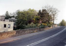Psalter Lane showing the road junction sign for Brincliffe Hill with the derelict buildings of Hallam University, Arts Department (extreme left)