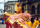 Dragon Dancers outside the Town Hall during the Chinese New Year Celebrations