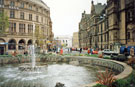View: t03880 Goodwin Fountain looking towards Surrey Street showing Yorkshire Bank (left) and Town Hall (left)