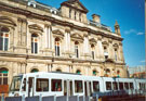 Supertram No. 7 bound for the Cathedral at the Fitzalan Square stop on Commercial Street showing Canada House (the former Gas Company offices)