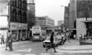 H.H.H. Sugg Ltd. (left) and B and C Co-op, Castle House, Castle Street from Angel Street looking towards Haymarket