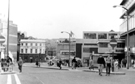 View: t04105 Waingate from the junction with Castle Street looking towards Lady's Bridge with Castle Market (right)