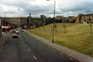 View: t04159 Langsett Road looking towards Kelvin Flats with St. Bartholomews (building with the bell tower), Robert Street visible right