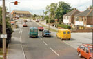 Gleadless Townend, White Lane looking towards Gleadless Road showing the pub sign for the Red Lion public house
