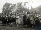 View: t04288 May Queen and members of Girl Guides 115th Company Sheffield 1950s, taken at Weston Park on Whitsuntide Monday