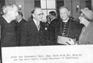 After the Centenary Mass, Mgr. Ronald Knox with Bishop G. Brunner, Auxiliary Bishop of Middlesborough; Lord Mayor, Herbert Keeble Hawson and Lady Mayoress, Mrs. Keeble Hawson, St. Marie's Roman Catholic Cathedral, Norfolk Row 