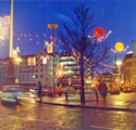 Christmas Illuminations in Barkers Pool showing The Grand Hotel (white building left)