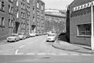 Lodestar Motor Company Ltd., (right) looking from Spitalfields towards Brunswick Street and part of the Railway Viaduct from Bridgehouses Goods Depot to Victoria Station