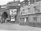 Manchester Hotel, No.108 Nursery Street and the junction with Spitalfields with Bridgehouses Goods Station in the background