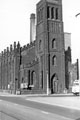Holy Trinity Church at the junction of Nursery Street and Johnson Street (right) with the chimney of John Aizelwood Ltd., Crown Flour Mills in the background Holy Trinity Church at the junction of Nursery Street and Johnson Street (right) with the chimney of John Aizelwood Ltd., Crown Flour Mills in the background
