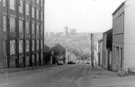 View: t04377 Stanley Tools Ltd, Stanley Works (left) and W. Pickard and Co. Ltd., paint manufacturers, Saxon Works right, Rutland Road looking towards the railway bridge