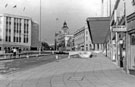 View: t04444 High Street from No. 75, G.A. Dunn and Co. Ltd., outfitters near the junction of Haymarket looking towards Walsh's of Sheffield (Harrods) and The Hole in the Road, Castle Square