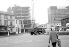 View: t04495 Nos. 81/83, Moseley Arms; 85, Philip C. Patnick, estate agents, West Bar at West Bar roundabout with the new West Bar Police Station in the background