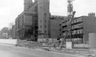 View: t04510 Construction of the pedestrian underpass Western Bank with University of Sheffield Firth Hall in the background, 