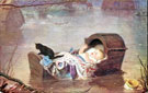 View: t04638 The Cat and the Cradle.  Artists impression of the baby rescued from the Sheffield Flood