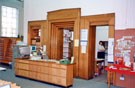 View: t04721 Arts and Social Science Reference Library, Central Library, Surrey Street showing the 1930's style counter before the Dynix computer system became operable 