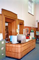 View: t04722 Arts and Social Science Reference Library, Central Library, Surrey Street showing the 1930's style counter after the Dynix computer system became operable 