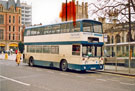 View: t04816 Sheffield Omnibus bus No. 51 to Herdings, Church Street with the Gladstone Building and the Cathedral Church of SS Peter and Paul in the background 