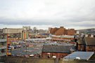 Elevated view from the office block of Dormer Tools, Cemetery Road looking towards Safeway Supermarket; car park and Manpower Service Commission Building 