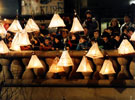 Children with lanterns at the opening of the Peace Gardens