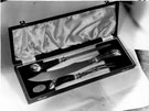 Carving set made by Needham, Veall and Tyzack Ltd., cutlery manufacturers of Eye Witness Works, Milton Street