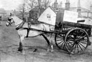 Horse and cart belonging to Geo. H Crossley, Meadow Street, outside Old Brook Cottages, Cannon Hall Road/ Batley Street