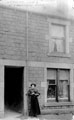 Mrs Carey outside No. 11 Farndale Road (originally lived at Firbeck Road), Hillsborough Mrs Carey outside No. 11 Farndale Road (originally lived at Firbeck Road), Hillsborough