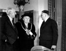 View: u01354 Lord Mayor, Alderman Mrs Grace Tebbutt and Albert Ballard (left), at the Opening Day Ceremony at Ecclesall Library, Knowle Lane (former Weetwood House)