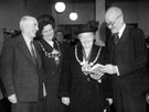 Group including Alderman Albert Ballard, left, Lady Mayoress, Mrs O. Barton, Lord Mayor, Alderman Mrs Grace Tebbutt and Sir Ronald Adam at the Opening Day Ceremony at Ecclesall Library, Knowle Lane (former Weetwood House)