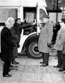 Handing over the old Mobile Library Reg. No. MWA 756 to purchaser by Lord Mayor Alderman Sidney Dyson also pictured Councillor Enid Hattersley and John Bebbington, City Librarian (extreme left)