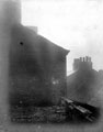 Gable of derelict building, West Street, on block between Pinfold Street and West Bank Lane, (next to Cutlery Handle Manufacturers). The alley, below, right, leads to West Bank Lane